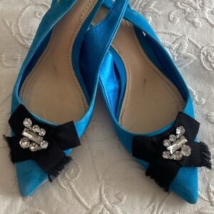 Cobalt blue Zara kitten heels sling back 37